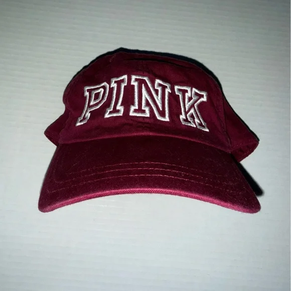 NEW PINK VICTORIA’S SECRET BURGUNDY BASEBALL CAP, MAROON SIGNATURE LOGO HAT NWT - Picture 7 of 12